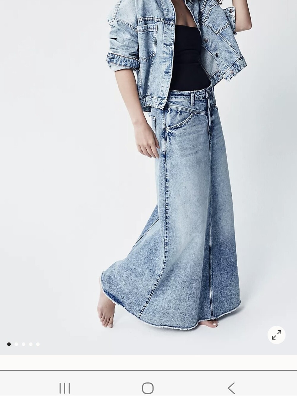 Free People Light Wash Maxi Skirt